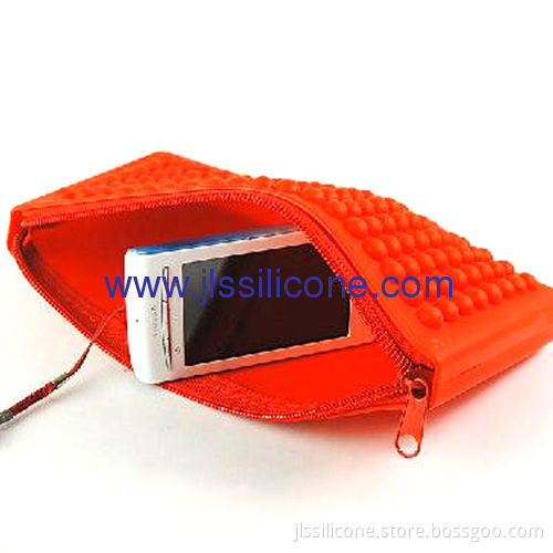 Concave Convex Point Designed Silicone Handy Bag With Zipper 
